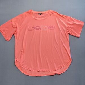 Bebe Women's Neon Pink Logo T-Shirt